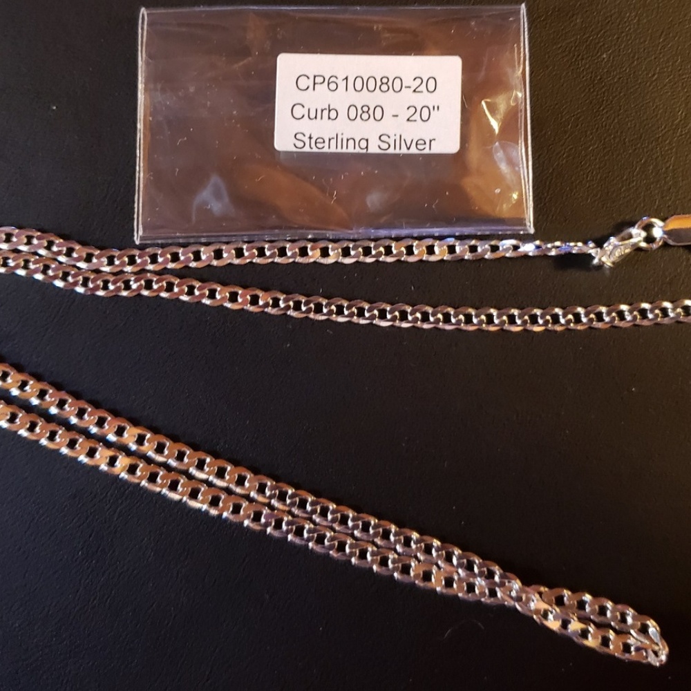 ITALY 925 Sterling Silver Flat Curb 20"